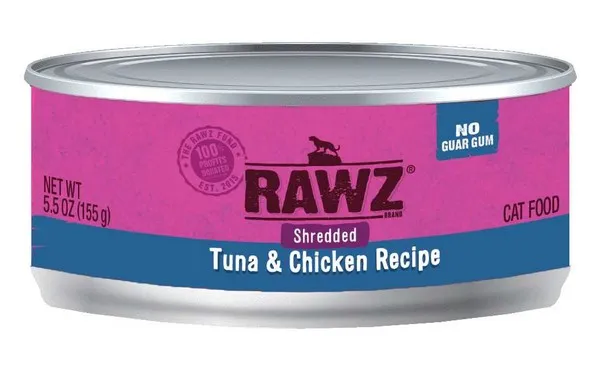 18/3 oz. Rawz Shredded Tuna & Chicken - Food